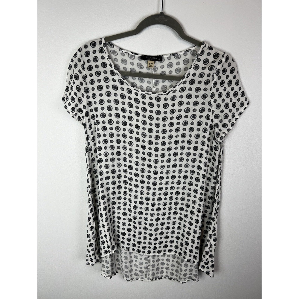 FINAL TOUCH Women's High low‎ Tunic Top Black White Sz Small